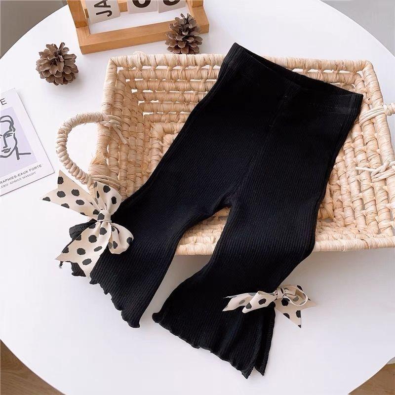 Fashion Girls Pants Long Trousers Spring Autumn Baby Girls Flare Pants Kids High Elasticity Bow Leggings Casual Children's Pants