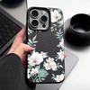 For iPhone 16 Pro Max 15 Pro 14 13 12 11 Cover Floral Print Matte Leather Texture TPU Soft Shockproof Slim Phone Case