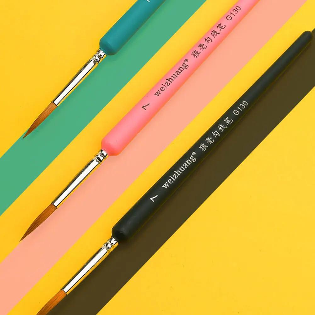 11 шт. Кисть-лайнер с крючком для акварельной и масляной живописи, экстратонкая, мягкий волчий волос, ручная кисть, гуашь, акрил, нейл-арт, рисование