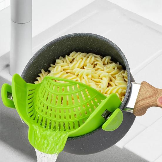 Silicone Drainer Clip-On Strainer for Pots Pans Heat Resistant Food Strainer Kitchen