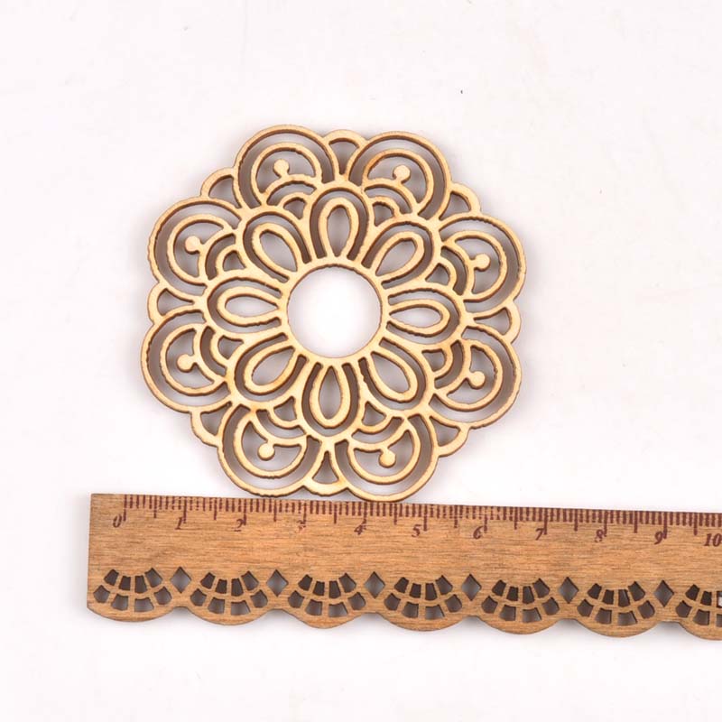 Unfinished Wood Slices Round Square Lace Pattern for DIY Crafts Wooden Ornaments Scrapbook Home Decor Accessories
