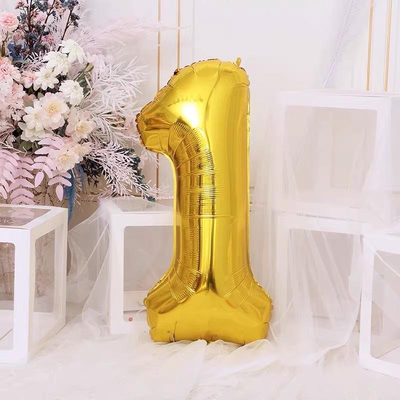 32-Inch Golden Digital Balloon Photo Boys And Girls Children Birthday Baby Party Scene Decoration