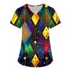 Женская мода V-образный вырез с короткими рукавами рабочая одежда с карманами карнавальный принт верхняя одежда по уходу