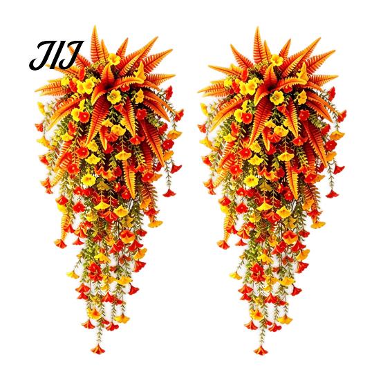 Realistic Silk Petunias Artificial Morning Glory Flower, Faux Fall Hanging Flowers Plants, UV Autumn Decor for Front Door Resistant Wall Home
