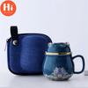 Hi Ceramic Teacup with Infuser and Lid Portable Travel Coffee Cup with Filter and Bag 320ML
