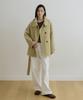 LINGSEOUL Handmade High Neck Half Coat-Yellow Beige