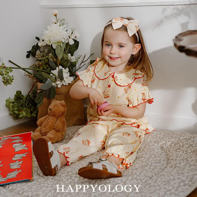 Happyology Девочки Подростковый Топ в Британском Стиле с Цветочным Принтом и Короткой Рукавой