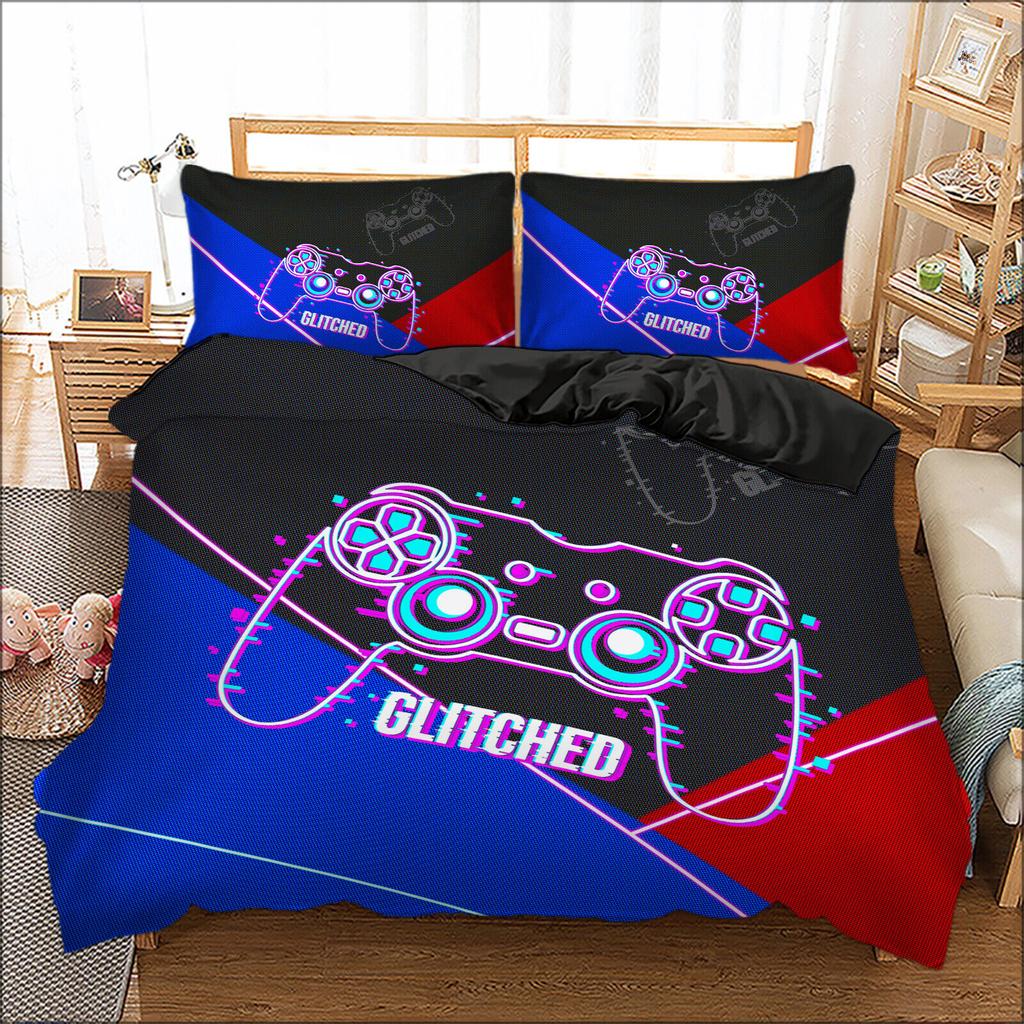 Gamer Gaming Gamepad Quilt Duvet Doona Cover Set Single Double Queen King Size