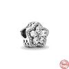 Новый оригинальный серебряный цвет Pave Flower бисер подходит для европейской моды Charms браслет браслеты Diy ювелирные изделия P218 -Y