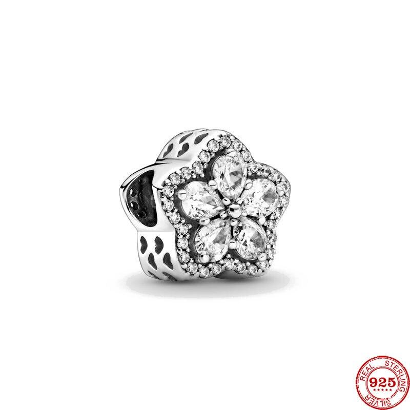 Новый оригинальный серебряный цвет Pave Flower бисер подходит для европейской моды Charms браслет браслеты Diy ювелирные изделия P218 -Y