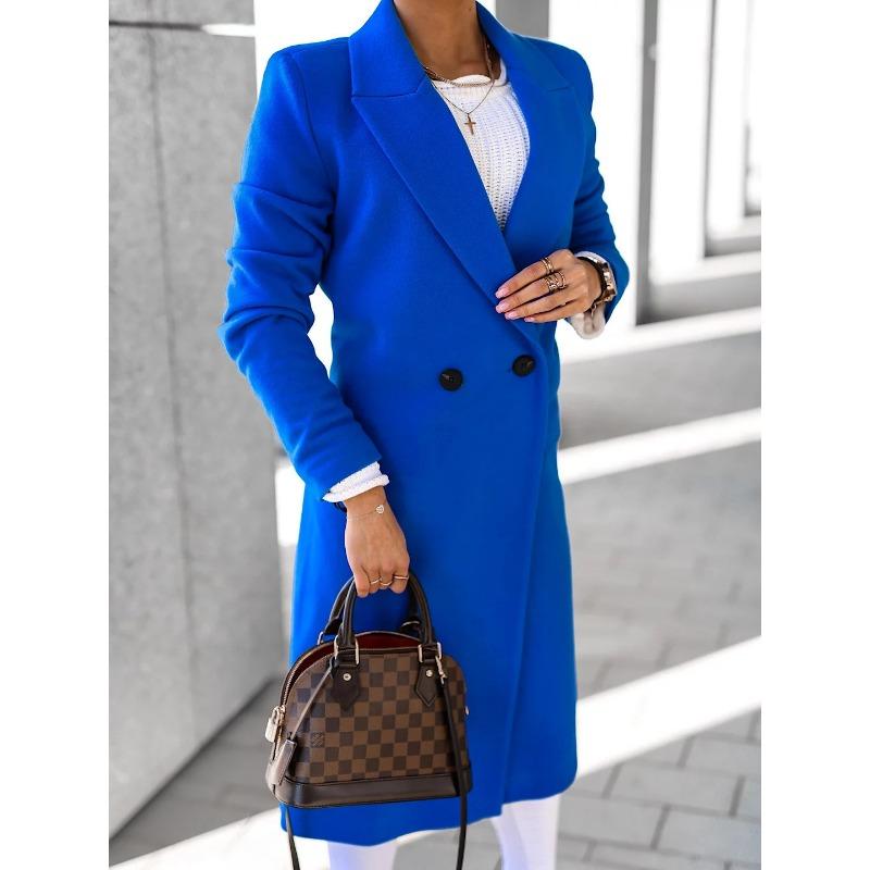 YYFS Women's Fashion Casual Solid Color Print Autumn Winter Long Sleeve POLO Neck Jackets & Coats