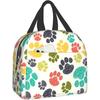 Милая Сумка для Обед с Изоляцией с Принтом Собачьих Лап, Красочные Рисованные Дудл Отпечатки Лап, Ланч-бокс, Сумка-холодильник для Любителей Собак, Термосумка Многоразового Использования