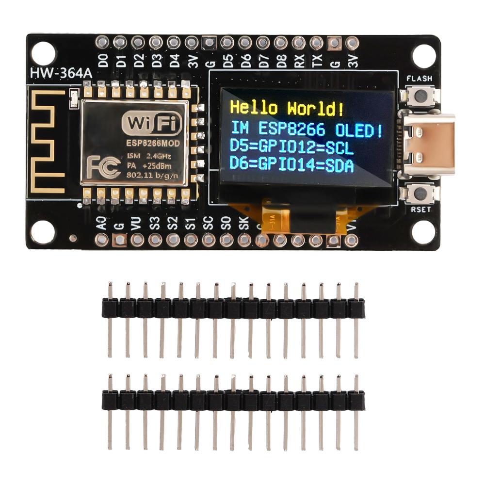 Плата разработки ESP8266 NodeMCU с 0,96-дюймовым OLED-дисплеем, CH-340, WiFi-модуль ESP-12E, Micro USB для Arduino/Micropython ESP8266