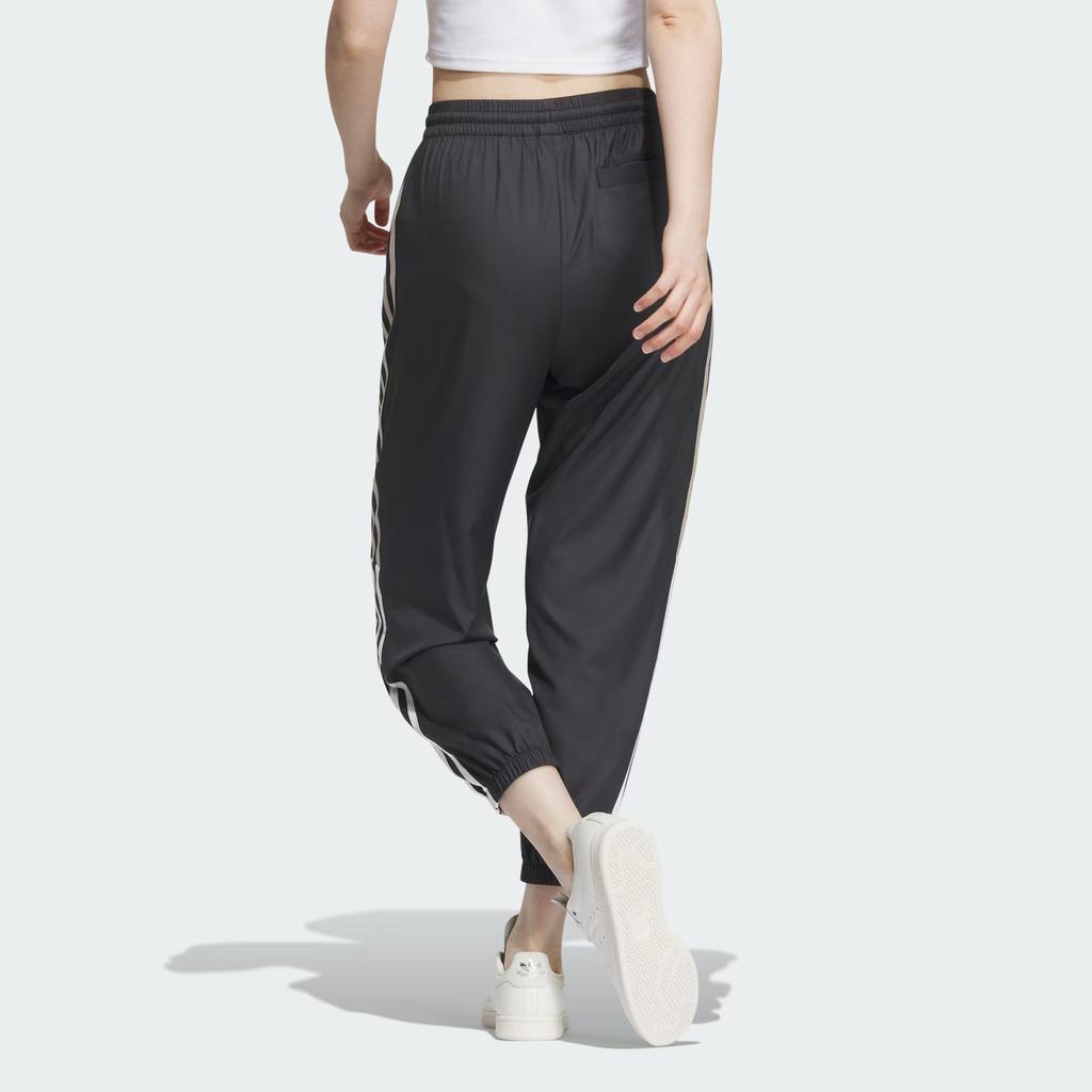 adidas Брюки из тканой ткани Originals с тремя полосками и манжетами на щиколотке, женские брюки черного цвета IN1018