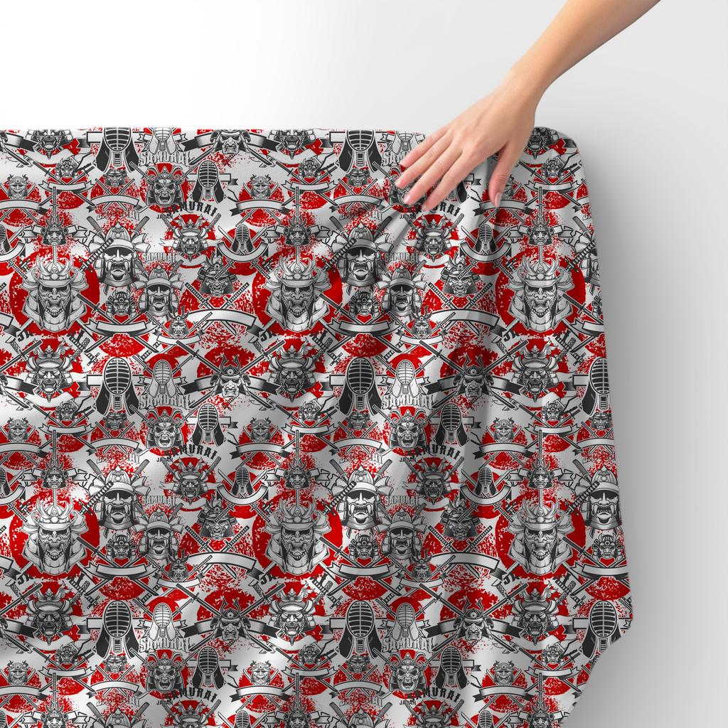 Royal Samt Stoff Polyester Zum Nähen - Motiv Samurai-Masken