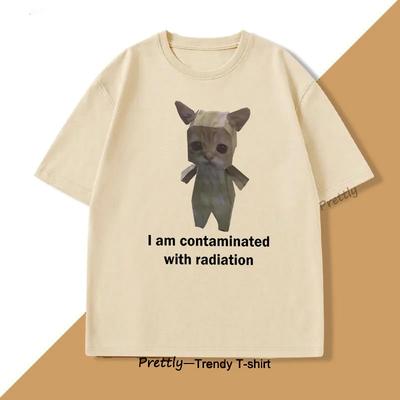 Я Заражен Смешная Футболка с Мемом про Кота Милая Одежда с Круглым Вырезом Летние Футболки Мода Женские Футболки с Коротким Рукавом Одежда