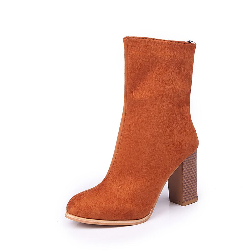 Женские теплые сапоги из искусственного меха с пряжкой, туфли на высоком каблуке, женские сапоги