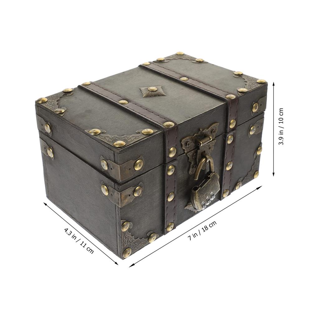 FRCOLOR Антикварная шкатулка для мелочей Шкатулка для драгоценностей Футляр для драгоценностей Сундук с сокровищами Шкатулка для мелочей Коробка для аксессуаров Внутреннее хранилище для драгоценностей Шкатулка для драгоценностей Футляр для колец Ретро