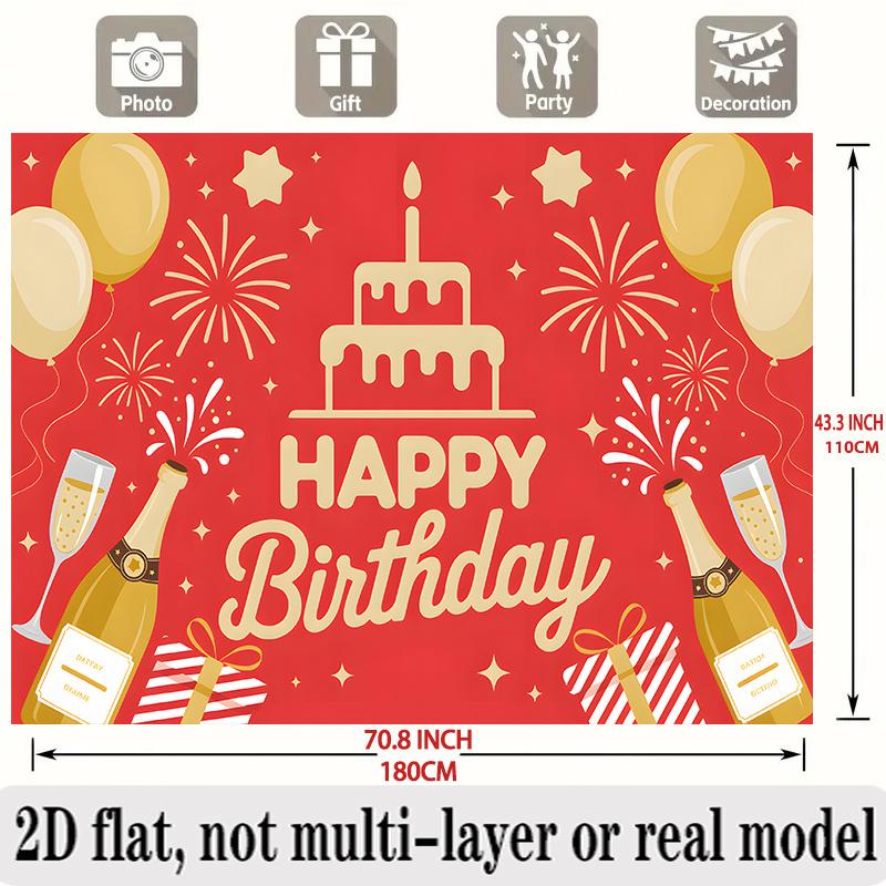Fireworks Balloons Birthday Banner, Festive Photo Backdrop Wall Decor for Party