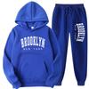 BROOKLYN NEW YORK Autumn Winter Women Hooded Sweatshirt Suit Pure Cotton Couple Jogging Sweatshirts Oversized Streetwear