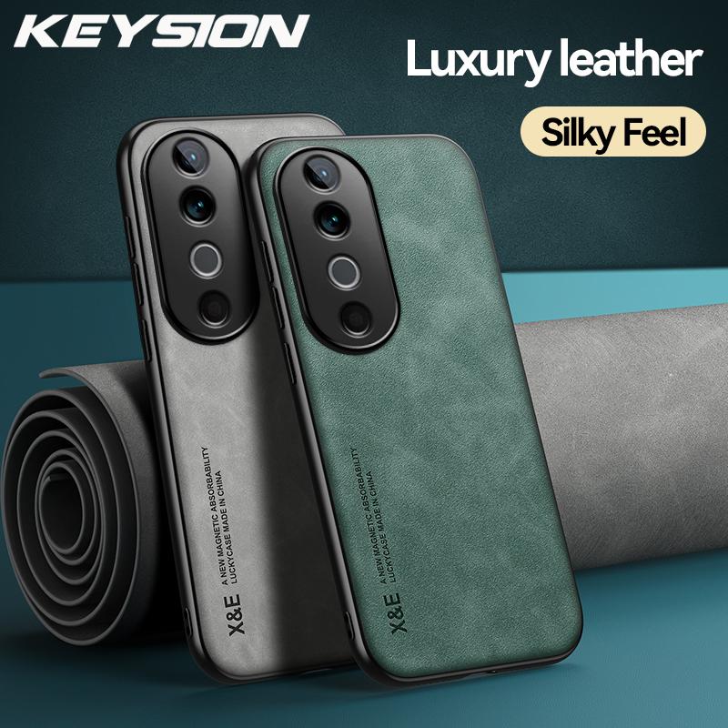 KEYSION Роскошный чехол из искусственной кожи в стиле ретро для VIVO V40 5G V40 Pro 5G, мягкий силикон + противоударная задняя крышка для телефона из поликарбоната для VIVO V40 Pro 5G