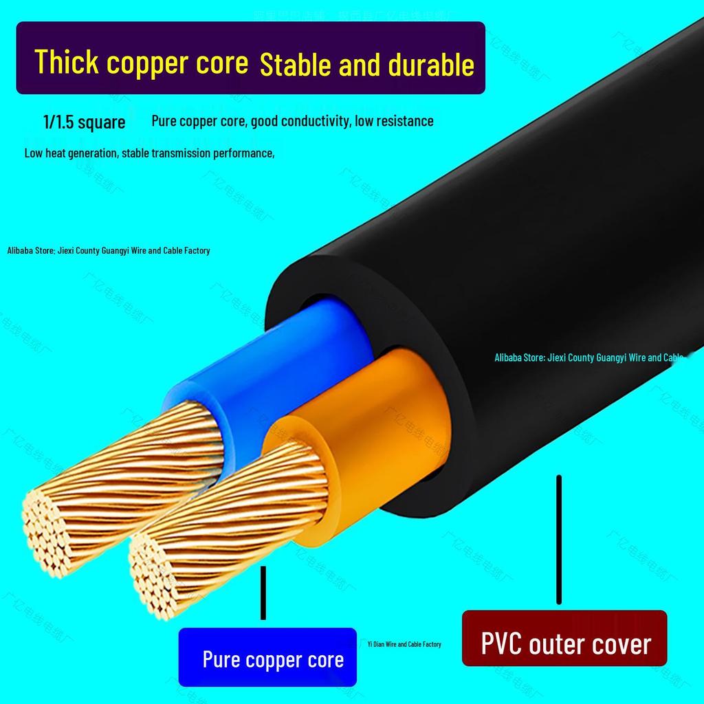 Two-Pin Foot-Operated Extension Cord with Elbow Connector, 2-Core, 2-Hole, 1/1.5 mm² Copper for TV and Fan