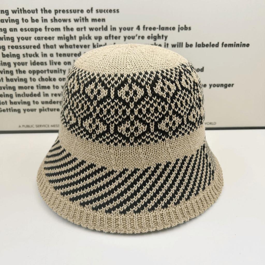 Sweet double spell new knitted hat women's summer fashion show washbasin hat travel shopping breathable bucket hat