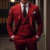 Green Men's 3 Pieces One Set Wedding Dress Suits Slim Fit Tuxedos Party Formal Male Suit For Groomsman Suit (Blazer+Vest+Pants)