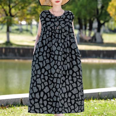 Плюс Размер Элегантное Женское Летнее Платье Повседневное Свободное Длинное Платье Женская Винтажная Одежда