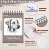 6 Pcs Sketch Book Bulk 5.5 X 8.5 In Drawing Paper Pad Top Spiral Bound Sketch Book 600 Sheet 68lb 100gsm Thick Paper Acid Free