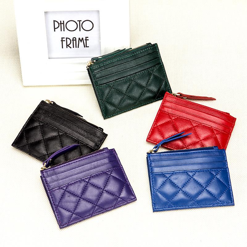 Мягкий мешочек для мелочи, оптовая продажа кошельков на молнии для монет, новая сумка для карточек с ромбовидной вышивкой, тонкий держатель для банковских карт.