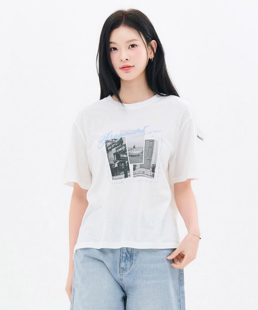 CHASECULT Women'S Slub Print Short Sleeve T-Shirt-Fcrg5871E01
