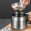 1.5L/1.8L/2L Oil Filter Pots Stainless Steel Oil Strainer Pot with Lid Strainer Basket Kitchen Oil Storage Can Grease Contaier