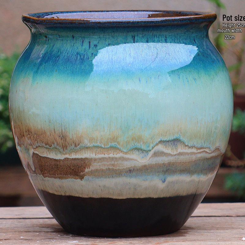 Retro Coarse Pottery Succulent Bonsai Floor Pot for Indoor Plants