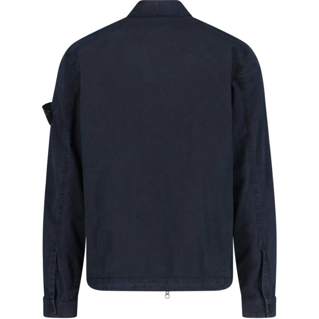 STONE ISLAND Однотонная рубашка с логотипом на молнии, с длинным рукавом, мужская, синяя K1S1512000-32S00WN-V0120