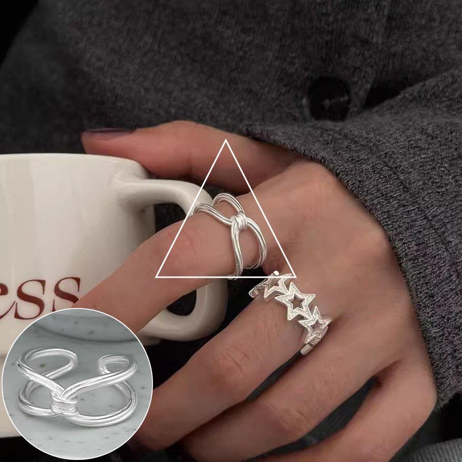 Женское ретро черное овальное геометрическое разомкнутое кольцо - Универсальное модное украшение на указательный палец