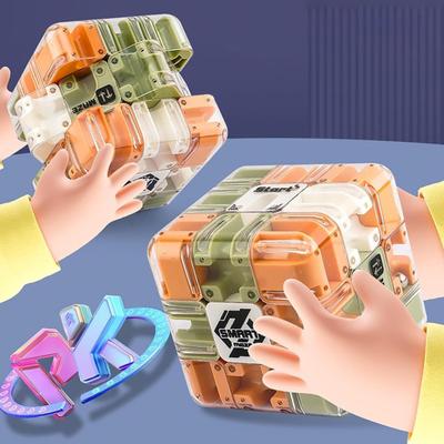 2 шт. Кубик-лабиринт с перекатывающимся шариком, Головоломка 3D, Кубик-лабиринт, Снятие стресса у малышей, Тренировка логического мышления, Лабиринт с бусинами, Развивающая игрушка