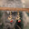 New Christmas Drip Oil Stud Earrings: Red & Green Tree, Snowman, Boots, Bells – Cute Cartoon Jewelry
