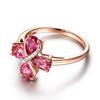 Серебряное кольцо с рубином в форме капли воды для женщин — японский и корейский стиль, серебряные украшения с покрытием из розового золота.