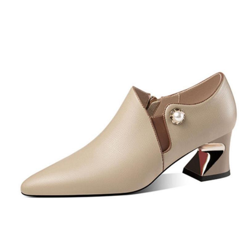 Sapatos femininas женские симпатичные остроносые бежевые высококачественные весенне-зимние ботильоны женские классические удобные сексуальные туфли для вечеринок ba93