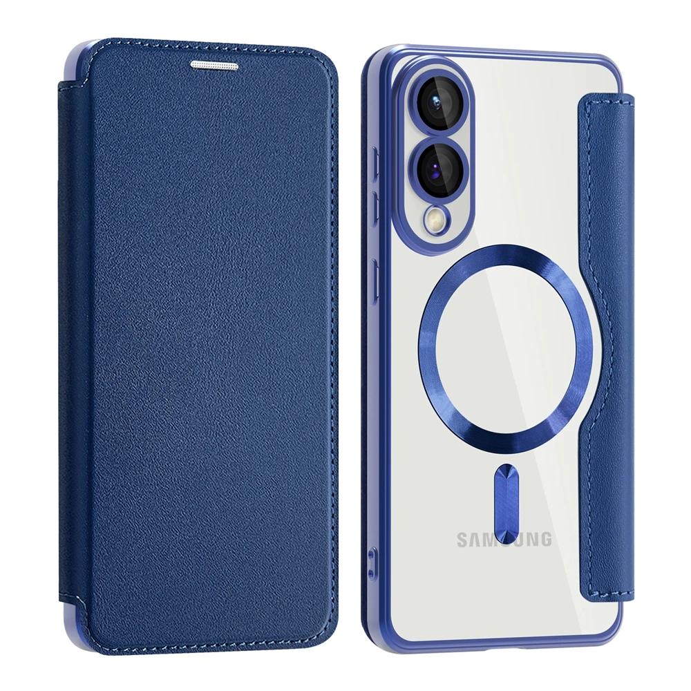 Чехол-книжка для Samsung Galaxy S25 Ultra Edge S24 Plus Fe S23 S22 Магнитный Беспроводная зарядка Слоты для карт Держатель для карт Чехол для телефона