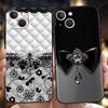 Чехол для телефона Cover для iPhone 17 16 15 14 13 12 Pro Max 11 Pro Max 17AIR Plus Ударопрочный Мягкий ТПУ Черный Бантик Искусственный Жемчуг Расписной