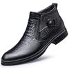 Martin Boots Autumn New Men's High-top Business Zipper Leather Shoes Men's Crocodile Pattern Foot Cover Warm Leather Boots Men