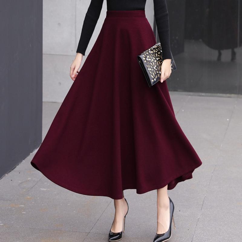 Шерстяная юбка средней длины Tooxika, длинная юбка с высокой талией и большим подолом, утолщенная юбка-трапеция, юбка-зонтик