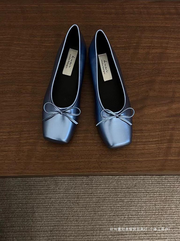 Туфли DUXI Duxi Silver Mary Jane с бантом из мягкой кожи с мягкой подошвой. Туфли бабушки с одной педалью. Повседневные туфли на плоской подошве для женщин.