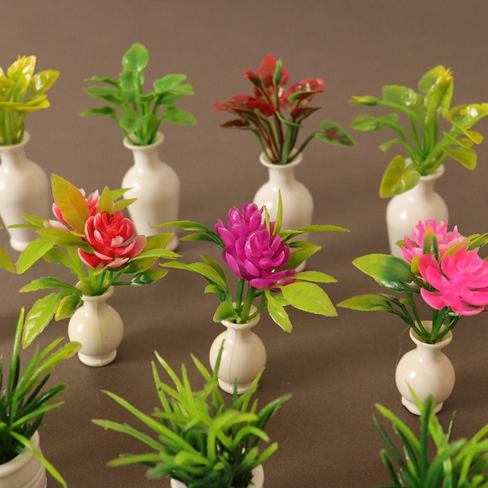 1:12 миниатюрных кукольных домиков 8 стилей готовые цветы зеленые растения миниатюрные украшения для кукольных домиков