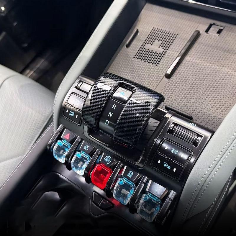 Защитная наклейка на крышку ручки переключения передач для BYD Shark 6, накладки на головку рычага переключения передач, материал ABS, аксессуары для интерьера автомобиля, вид карбона