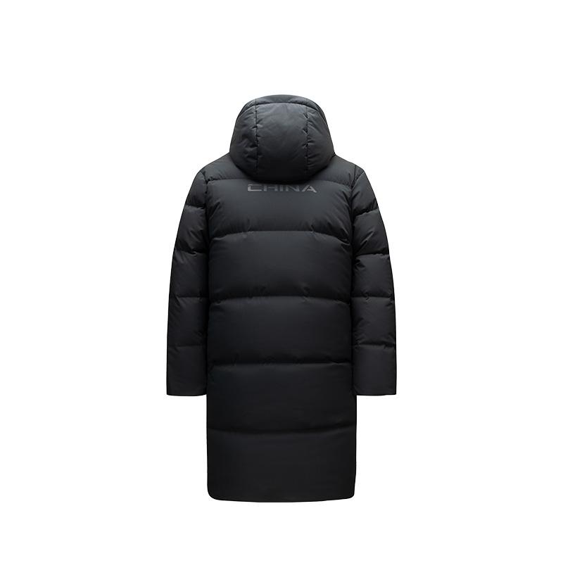 Anta Solid Color Zipper Hooded Long Sleeve Down Jacket Unisex Outerwear Basic-Black 172517902-3