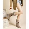 2025 autumn and winter new stacking boots medium tube thick heel knight boots pleated western cowboy boots but knee boots women