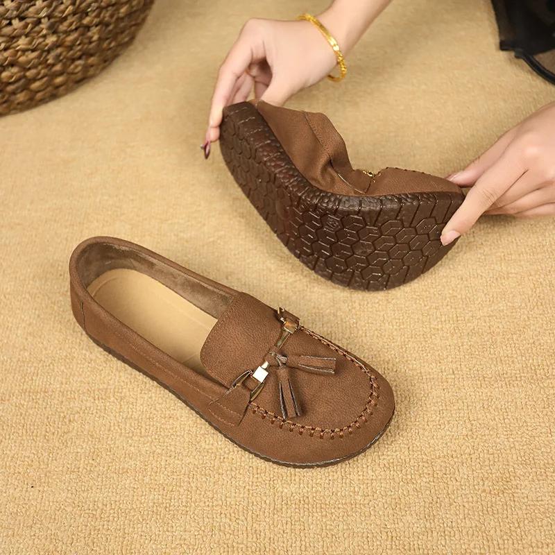 Fashion 2025 Flat Single Shoes New Women All Match Middle-aged Mother Non-slip Slip-on Casual Women's Shoes